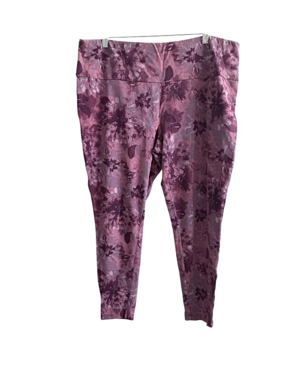 Terra & Sky Purple Floral Leggings Plus Size High Rise Comfy Casual Pants 2X